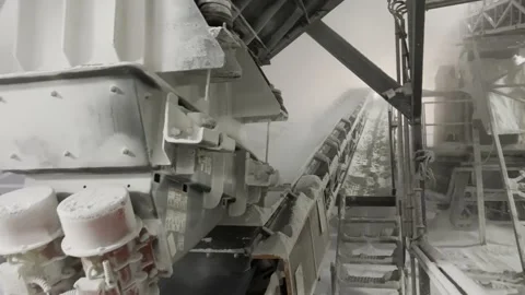 Salt extraction equipment , engine operating in a salt mine Stock Footage 301042175