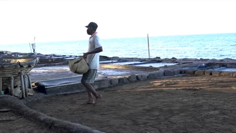 Salt farmer Stock Footage 143177999