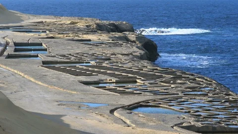 Salt fields, Malta, Europe. Video stock 108508713