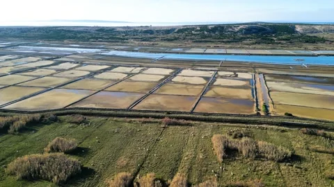 Salt Fields in Solana Pag, the largest sea-salt producer in Croatia Stock Footage 232404857