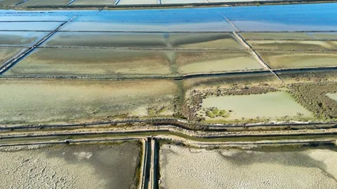 Salt Fields in Solana Pag, the largest sea-salt producer in Croatia Stock Footage 233067008