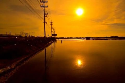 Salt fields in thailand Stock Photos