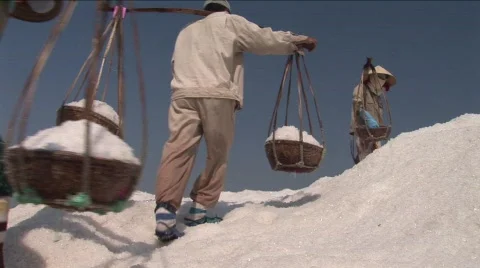 Salt fields in Vietnam Stock Footage 467974