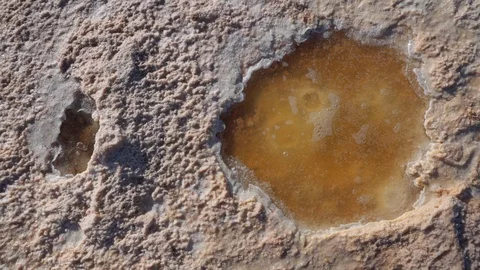 Salt Flat Springs of Extremely Cold Salt Water. Uyuni, Potosi, Bolivia Stock Footage 102907147