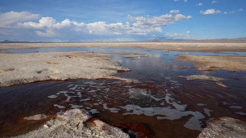 Salt Flat Springs of Extremely Cold Salt Water. Uyuni, Potosi, Bolivia Vidéo 102907385