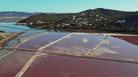 Salt Flats In Parc Natural de ses Salines During Daytime In Ibiza, Spain. Stock Footage 248762601
