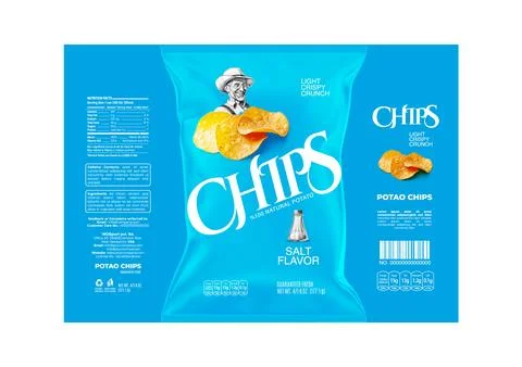 Salt Flavor Chips Packaging Stock Illustration