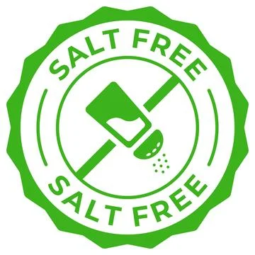 Salt free label vector icon illustration. Low sodium green logo, symbol, ba.. Stock Illustration
