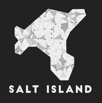 Salt Island - communication network map. Salt Island trendy geometric desig.. Illustrazione stock
