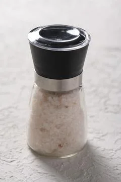 Salt jar on white background Stock Photos