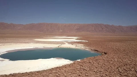 Salt laguna in the middle of the Atacama desert with turquois water Stock Footage 96331663