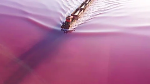 Salt lake and train Stock Footage 197350791