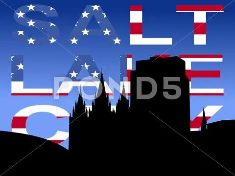 Salt lake city with flag Stock Illustrationen