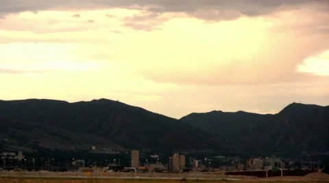 Salt Lake City Mountain Skyline Sunset Clouds Stock Footage