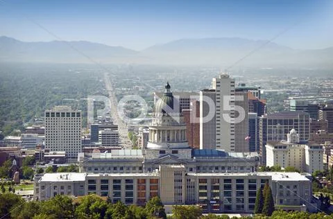 Salt lake city panorama and capital building Stock Photos