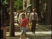 Salt Lake City, Utah, 1994, Two Young Men On Sidewalk At Lunchtime Downtown Stock Footage