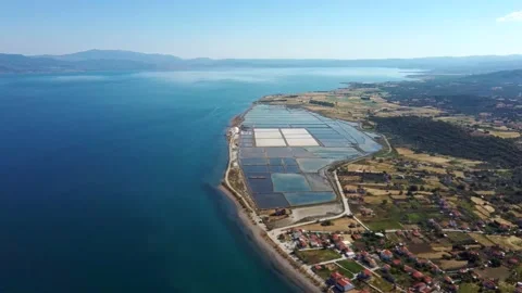 Salt lake Polichnitos - Lesvos island, Greece Stock Footage