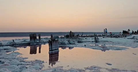 Salt Lake Sunset 14 Stock Footage 314060658