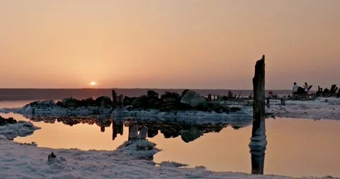 Salt Lake Sunset 7 Stock Footage 314060393