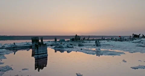 Salt Lake Sunset 9 Stock Footage 314060477