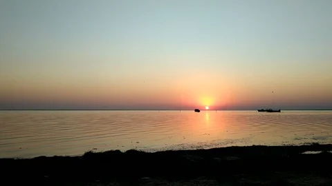 Salt lake. Sunset. 動画素材 98083302