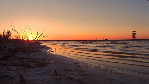 Salt lake at sunset Stock Footage 114621525