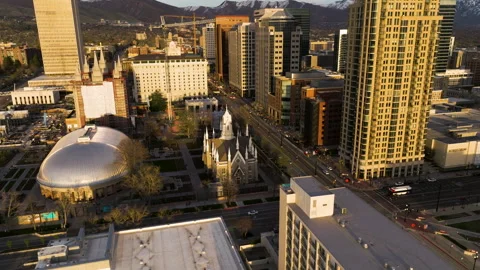 Salt Lake Tabernacle, Temple And Assembly Hall Owned By LDS Church During Stock Footage 307900277