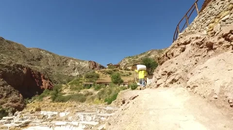 Salt mine in andes labor Stock Footage 68558947