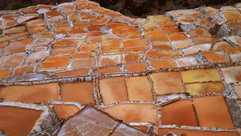 Salt Mines of Maras close up water terraces Peru Perú Sacred Valley Cusco Vídeo Stock 342735534
