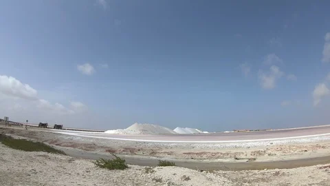 Salt mining on Bonaire Stock Footage 93324571