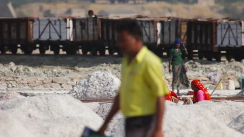 Salt mining in India Stock Footage 165558664