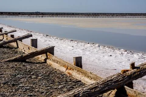 Salt mining lake Stock Photos