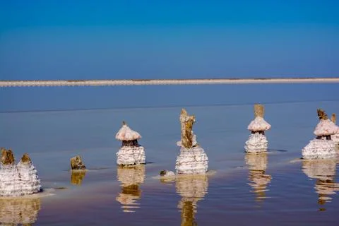 Salt mining lake Stock Photos