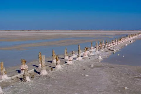 Salt mining lake Stock-Fotos