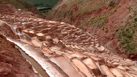 SALT MINING: Maras, Peru. Video stock 70808618