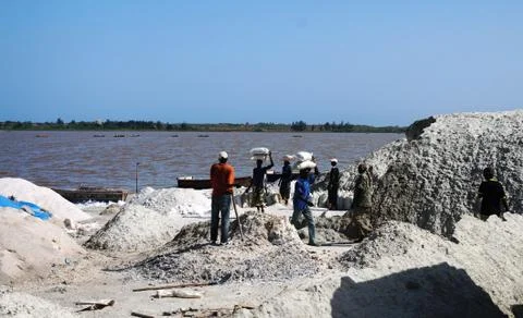 Salt mining, Rose Lake Foto stock