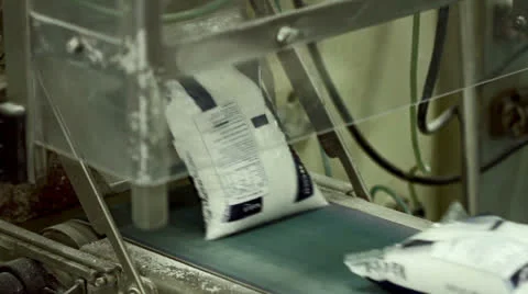 Salt packages on an assembly line Stock-Footage 25929662
