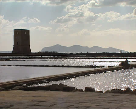 SALT PAN shining at magic hour Stock-Footage 24718715
