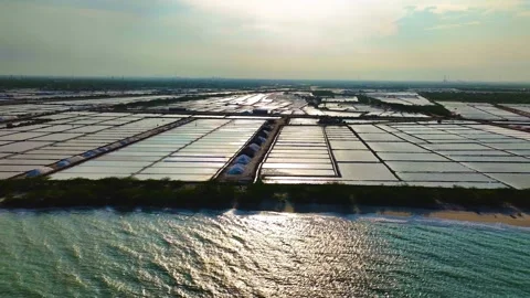 Salt Pans - Aerial View - Backwards Video stock 253057635