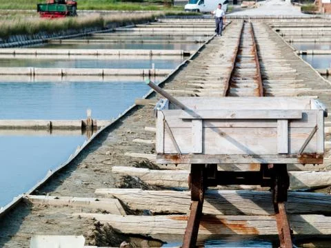 Salt pans Stock Photos