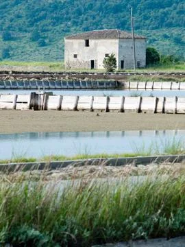 Salt pans Stock Photos