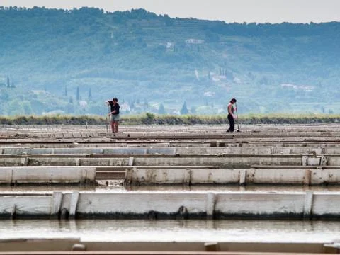 Salt pans Stock Photos