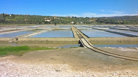 Salt pans at the seaside Video stock 93491816