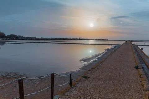 Salt Pans Sunset Stock Photos