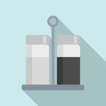 Salt pepper container stand icon, flat style Stock Illustration