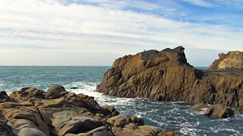Salt Point Moon Rocks and Waves Pan 1 Stock Footage 10748778