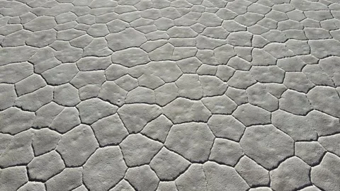Salt Polygon Texture Across The Salinas Grandes Salt Flat in Jujuy Argentina Stock Footage 345635689