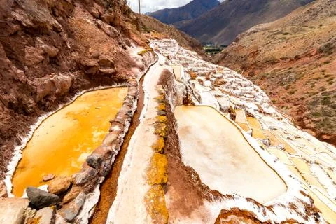 Salt ponds in Maras, Peru Stock Photos