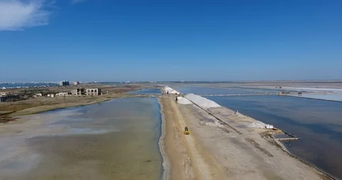 Salt production. top view Stock Footage 95415032