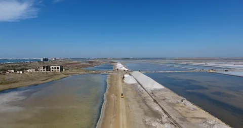 Salt production. top view Stock Footage 95415124